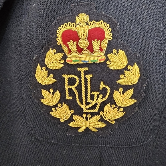 Lauren Ralph Lauren Navy Wool Blazer Signature Crown Crest Chest Pocket Sz 14 - Picture 5 of 14